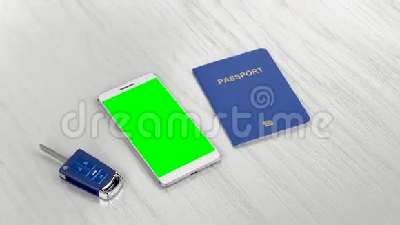 车钥匙护照和智能手机视频的预览图