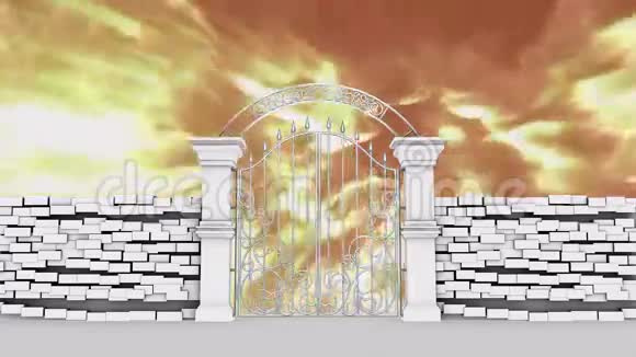 天堂之门在明亮的背景下打开三维动画视频的预览图