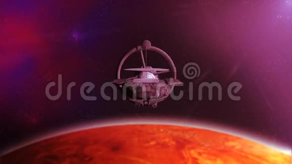 未来宇宙飞船飞越行星前景视频的预览图
