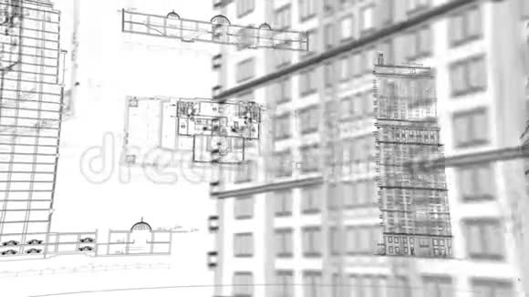 清晰的建筑和建筑方案旋转循环背景视频的预览图