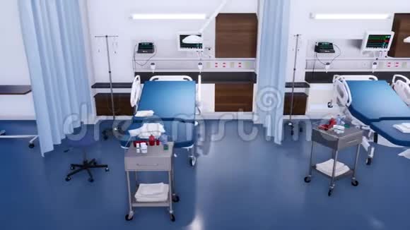 空急救室的病床和设备视频的预览图