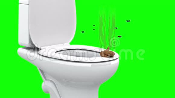 马桶上的粪便3D动画绿色屏幕可循环视频的预览图