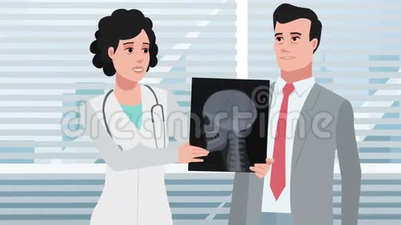 卡通诊所女医生与病人交谈视频的预览图