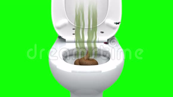 厕所里的大便3D动画绿色屏幕可循环视频的预览图