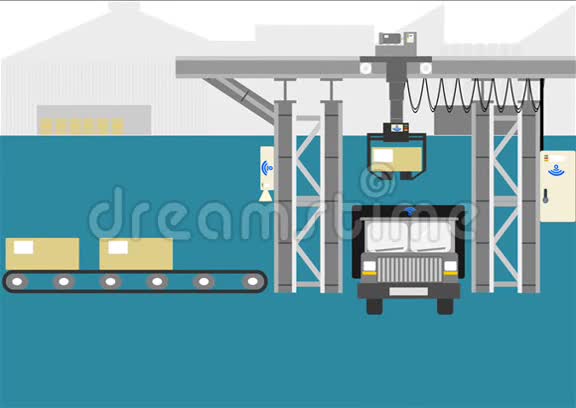 机器人在工业上显示了简单的运动卸载货车视频的预览图