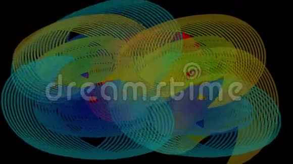 抽象不均匀的彩虹形状在黑色背景上移动带有多色元素的迷幻视频视频的预览图
