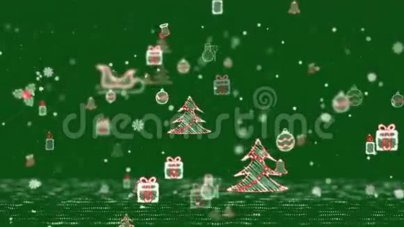 圣诞图标背景绿色视频的预览图