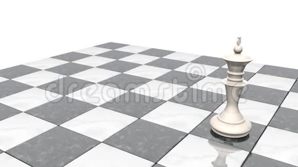 三维动画两个国际象棋人物在运动场上黑人国王是胜利者是失败者白人躺在他脚下视频的预览图