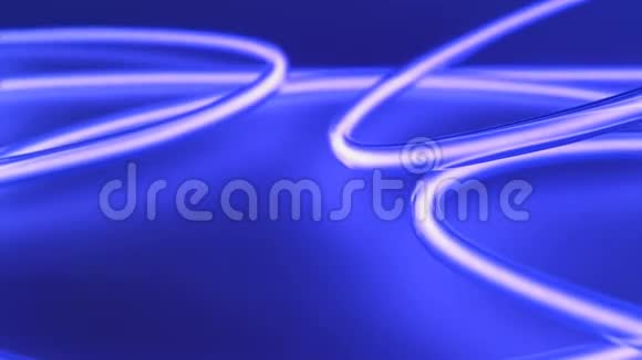 蓝色的霓虹灯圆形玻璃蓝色霓虹灯创意背景视频的预览图