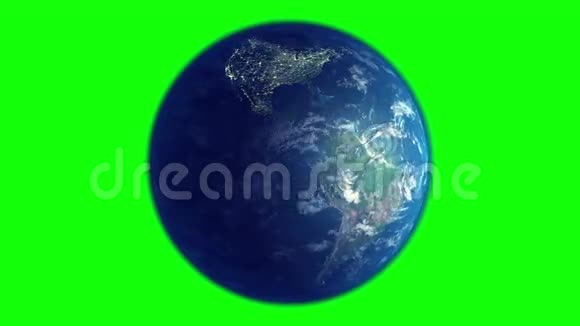 地球旋转绿色背景无缝环三维动画视频的预览图