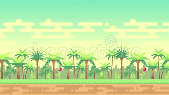 丛林棕榈树森林无缝环路景观动画视频的预览图