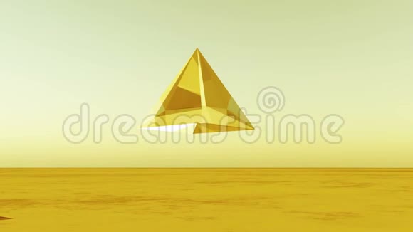 4K旋转玻璃金字塔从天空到地面的荒野科幻世界视频的预览图