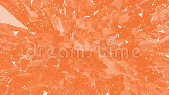 橙色低聚表面作为空间转换发光背景多边形数字马赛克移位环境或视频的预览图