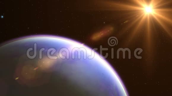 从行星轨道上缓慢升起的美丽太阳视频的预览图