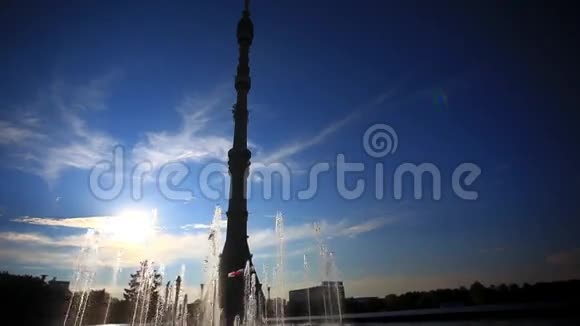 莫斯科的奥斯坦基诺电视塔喷泉视频的预览图