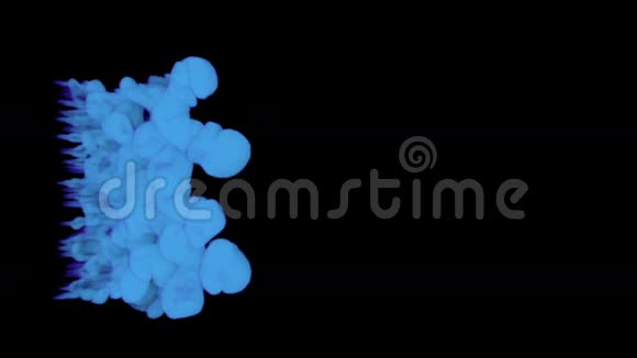 计算机图形像蓝色墨水在黑色背景下在水中扩散三维渲染体素图形计算机计算机视频的预览图