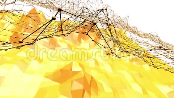 黄色低聚背景脉动抽象低聚表面作为未来环境时尚低聚设计视频的预览图