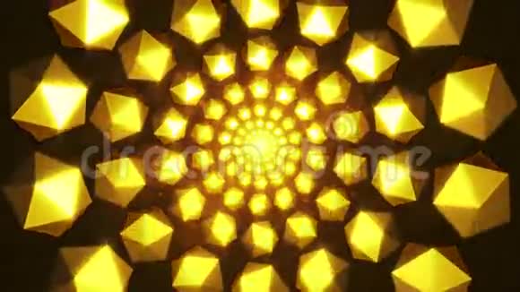 闪烁的黄金元素形成隧道3D案视频的预览图