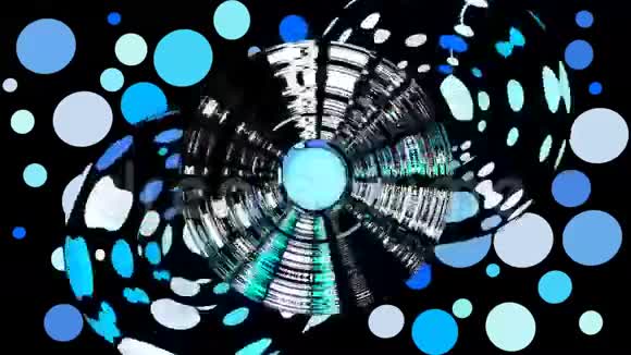 蓝点在黑色区域与圆圈气泡动画摘要视频背景视频的预览图