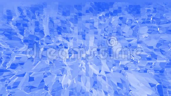 蓝色低聚转化表面作为数学环境蓝色多边形几何变换环境或脉动视频的预览图