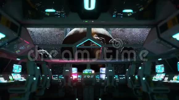 太空船未来主义的内部从卡宾的月景银河旅行概念视频的预览图