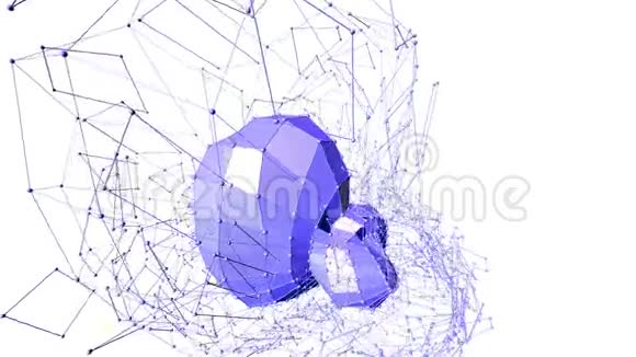 抽象紫罗兰挥舞三维网格或网格的脉动几何物体用作抽象的游戏景观紫罗兰几何视频的预览图