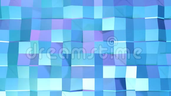 抽象简单的蓝紫低聚三维表面作为科幻景观软几何低聚运动背景视频的预览图
