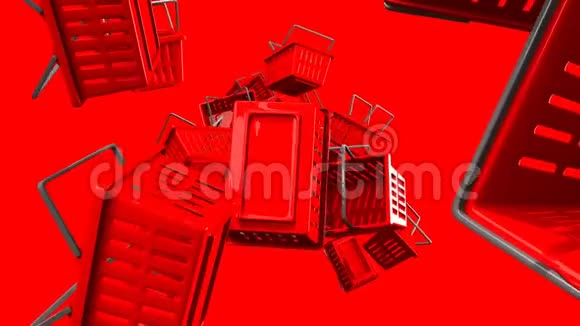 红色背景上的红色购物篮视频的预览图