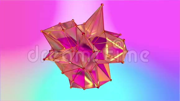多边形半透明模型的形状变形动画多角形的多色无缝环运动视频的预览图