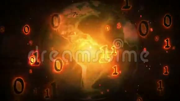 燃烧在地球上空的二进制代码视频的预览图