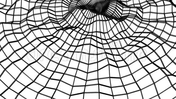 黑色抽象三维网格在白色背景上慢慢变形动画的3D渲染视频的预览图