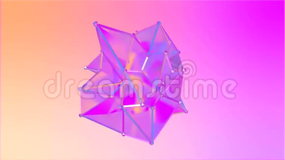 多边形半透明模型的形状变形动画多角形的多色无缝环运动视频的预览图