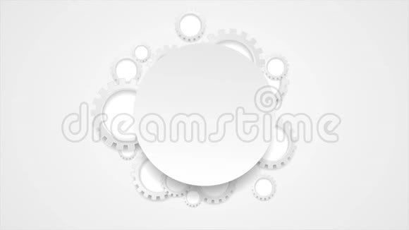 抽象技术灰色齿轮和空白圆视频动画视频的预览图