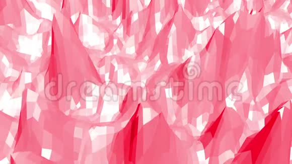 玫瑰或粉红色低聚表面作为游戏景观多边形数字马赛克红色环境或背景与移动视频的预览图