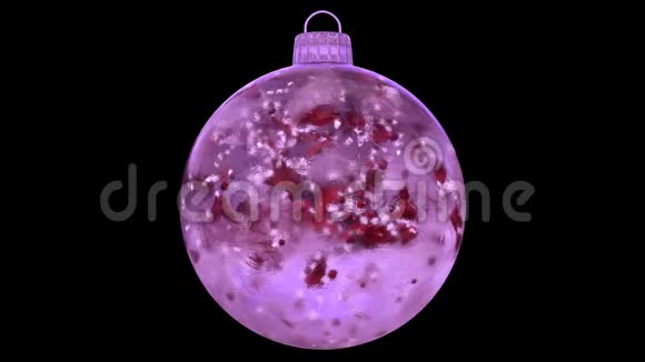 圣诞粉冰玻璃包装饰雪红花瓣阿尔法冰铜环4k视频的预览图