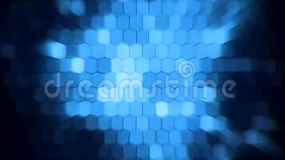 蓝色抽象六边形与光轮动画背景视频的预览图