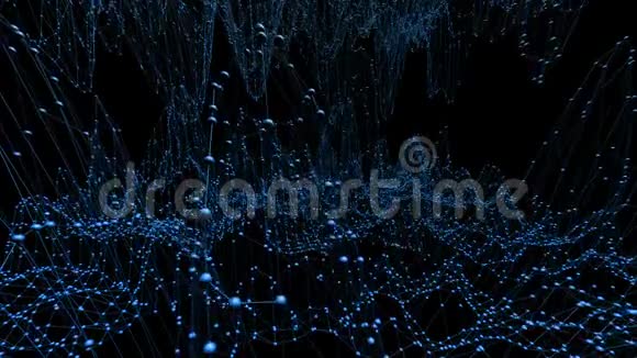 抽象干净的蓝色挥动3D网格或网格作为卡通游戏背景蓝色几何振动环境或脉动视频的预览图