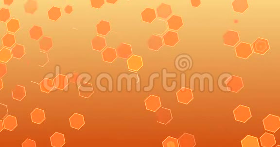摘要背景运动与几何六边形系列形状如蜂巢未来效应的橙色和黄色梯度视频的预览图