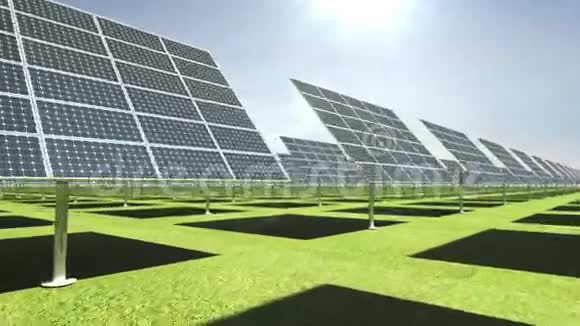 许多绿色背景的太阳能电池板生态能源演示包括alpha视频的预览图