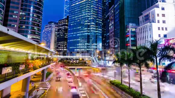 繁忙的城市之夜时光中心香港视频的预览图