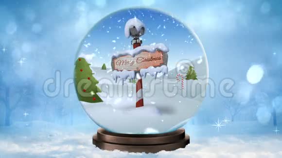 北极圣诞快乐雪球4K循环视频的预览图
