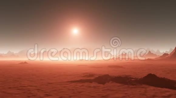 火星山脉沙尘暴后从山谷俯瞰视频的预览图