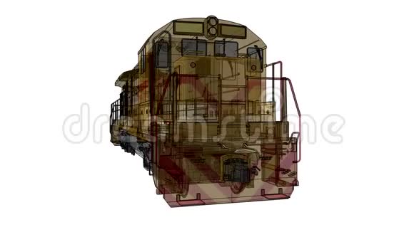 现代柴油铁路机车具有巨大的动力和力量可移动长重铁路列车3D视频视频的预览图