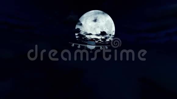 波音飞机在满月的云层上巡航视频的预览图