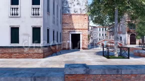 空威尼斯街和运河上的贡多拉斯视频的预览图