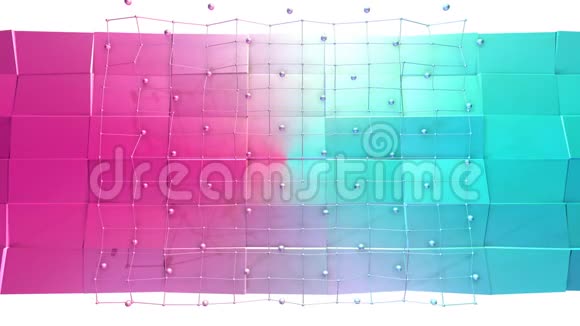 低聚三维表面以飞行网格或网格和运动球为装饰环境软几何低聚视频的预览图