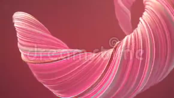 粉红色扭曲的形状计算机生成的抽象几何三维渲染循环动画高清分辨率视频的预览图