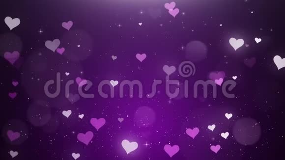 紫色背景下的白色粉红心视频的预览图