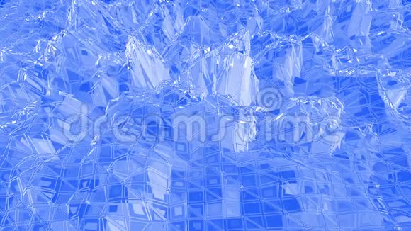 蓝色低聚塑料表面作为幻想环境蓝色多边形几何塑料环境或脉动视频的预览图