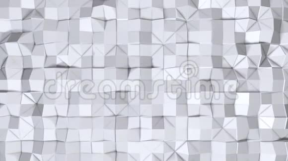 简单的低聚三维表面作为分形环境纯白色灰色多边形的软几何低聚背景4K视频的预览图